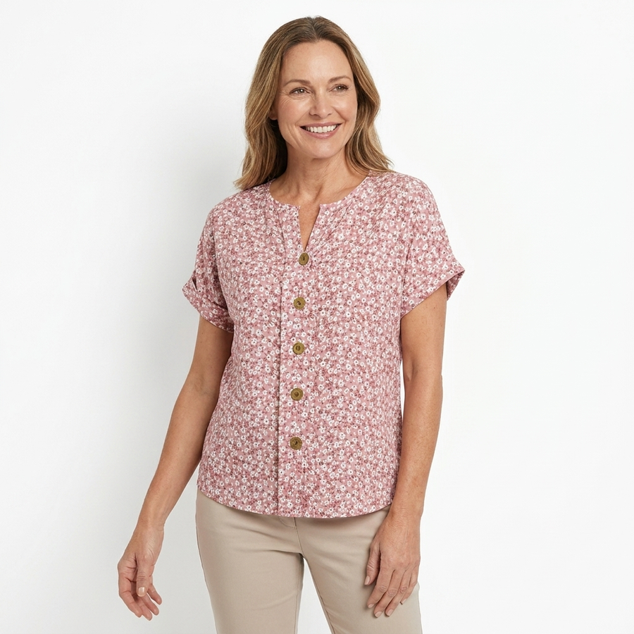 Shimmy | Women's Soft Floral Print Blouse | Elegant Lightweight Summer Top view 4