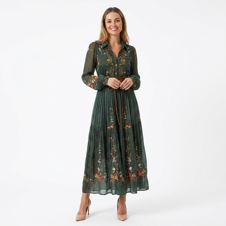 Nuella | Women's Floral Print Maxi Dress | Elegant Pleated Summer Dress for Effortless Style view 2