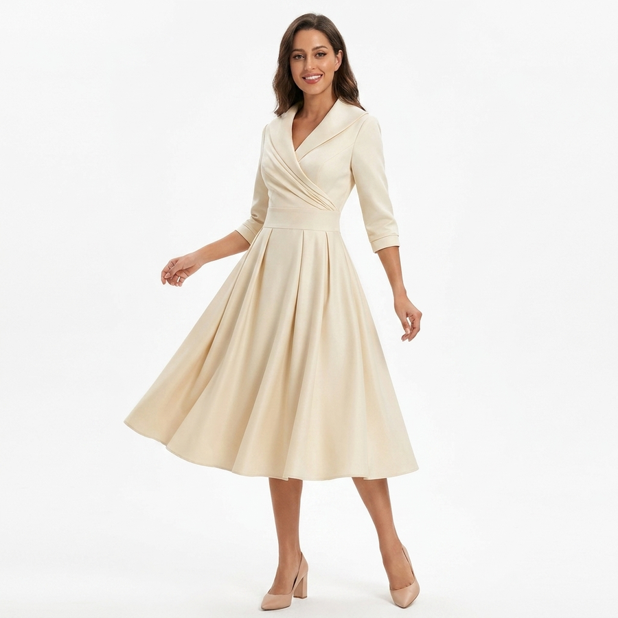 Sina | Women's Elegant Soft Midi Dress | Flattering Lightweight Cocktail Attire view 3