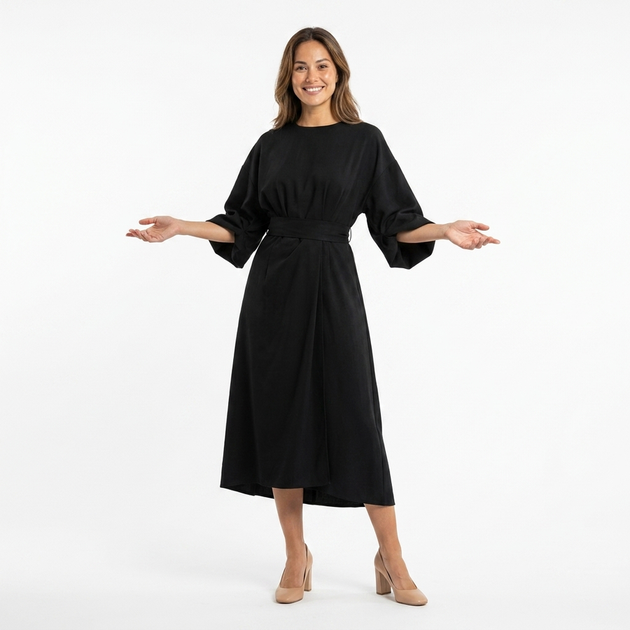 Sanni | Women's Lightweight Fabric Summer Dress | Elegant Lantern Sleeve Design view 3
