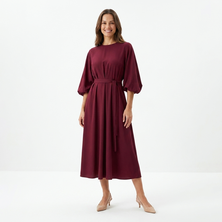 Sanni | Women's Lightweight Fabric Summer Dress | Elegant Lantern Sleeve Design view 4
