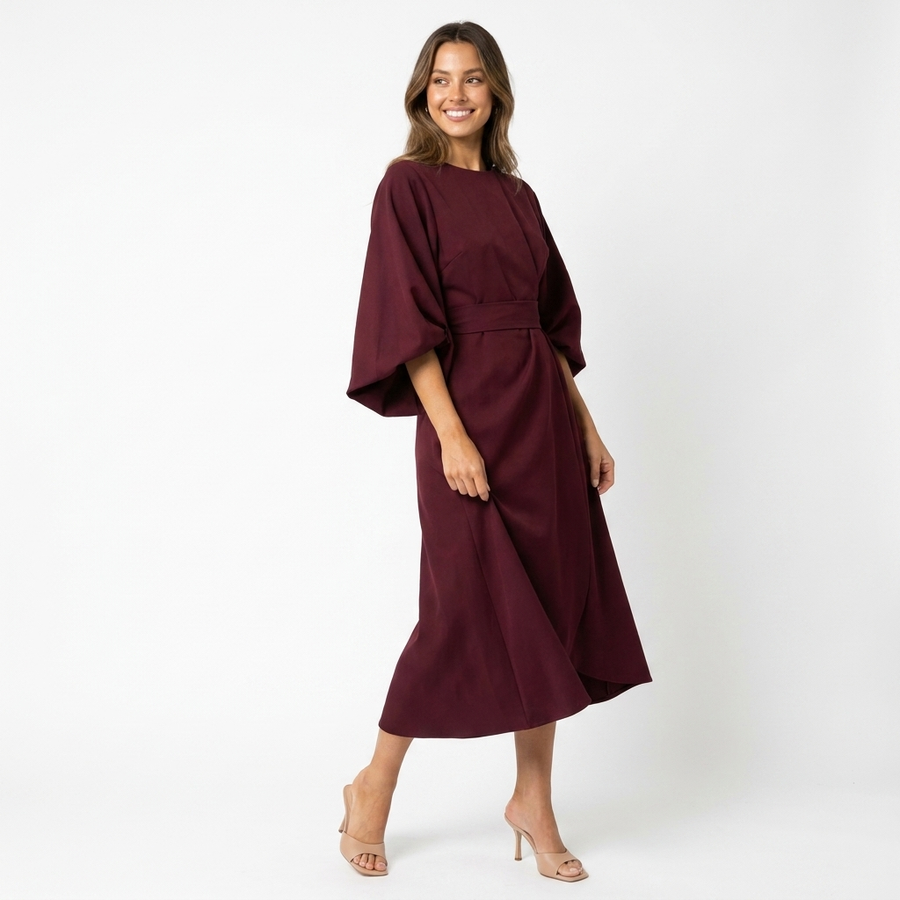 Sanni | Women's Lightweight Fabric Summer Dress | Elegant Lantern Sleeve Design view 5