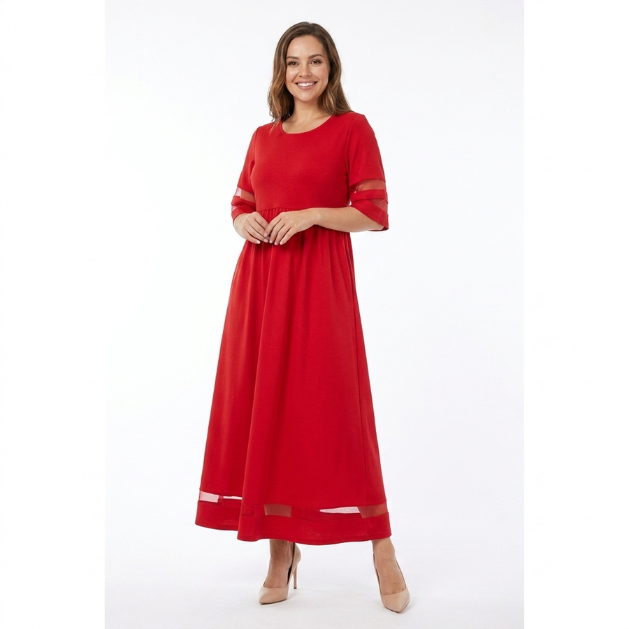 Roni | Women's Elegant Tummy-Flattering Dress | Chic Black Formal Coverage Dress view 2