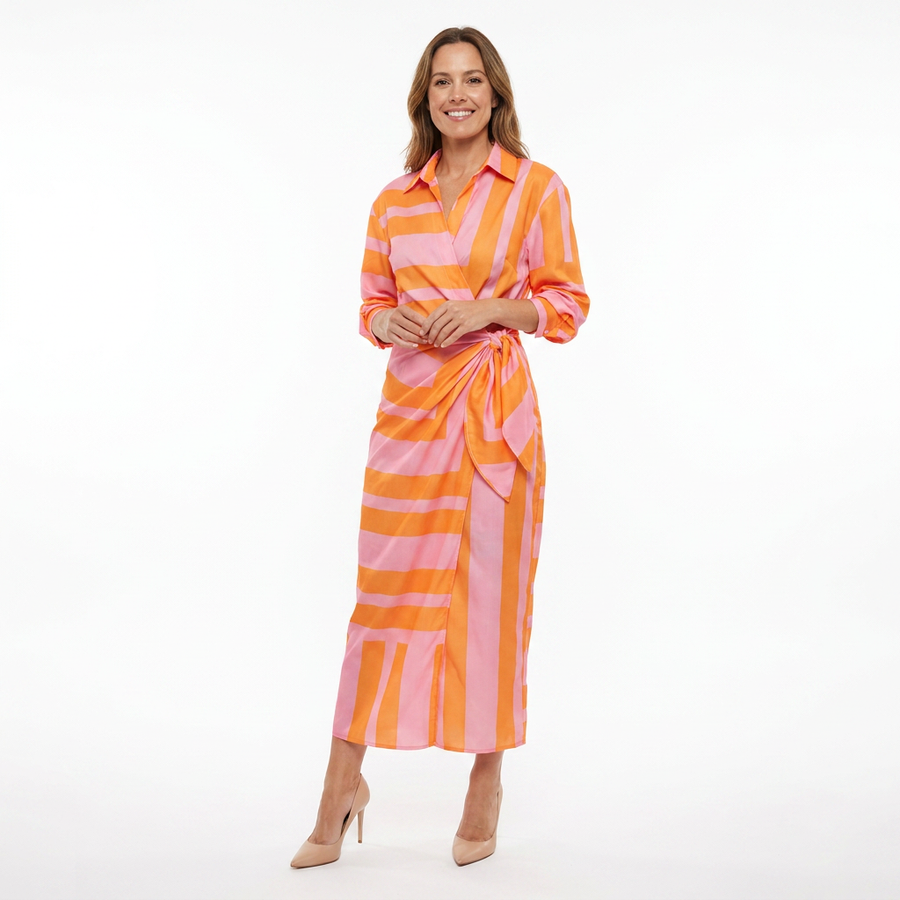 Terra | Women's Lightweight Wrap Dress | Elegant Flowy Summer Maxi Dress with Waist Tie view 2