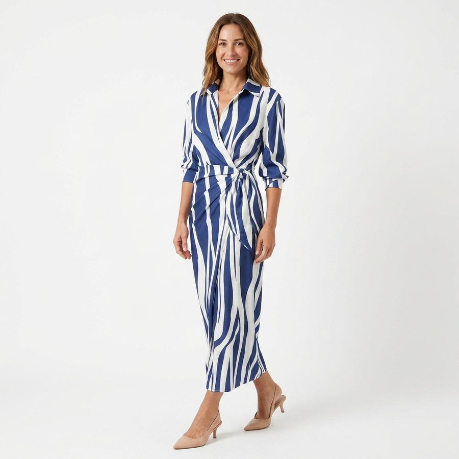 Terra | Women's Lightweight Wrap Dress | Elegant Flowy Summer Maxi Dress with Waist Tie view 4
