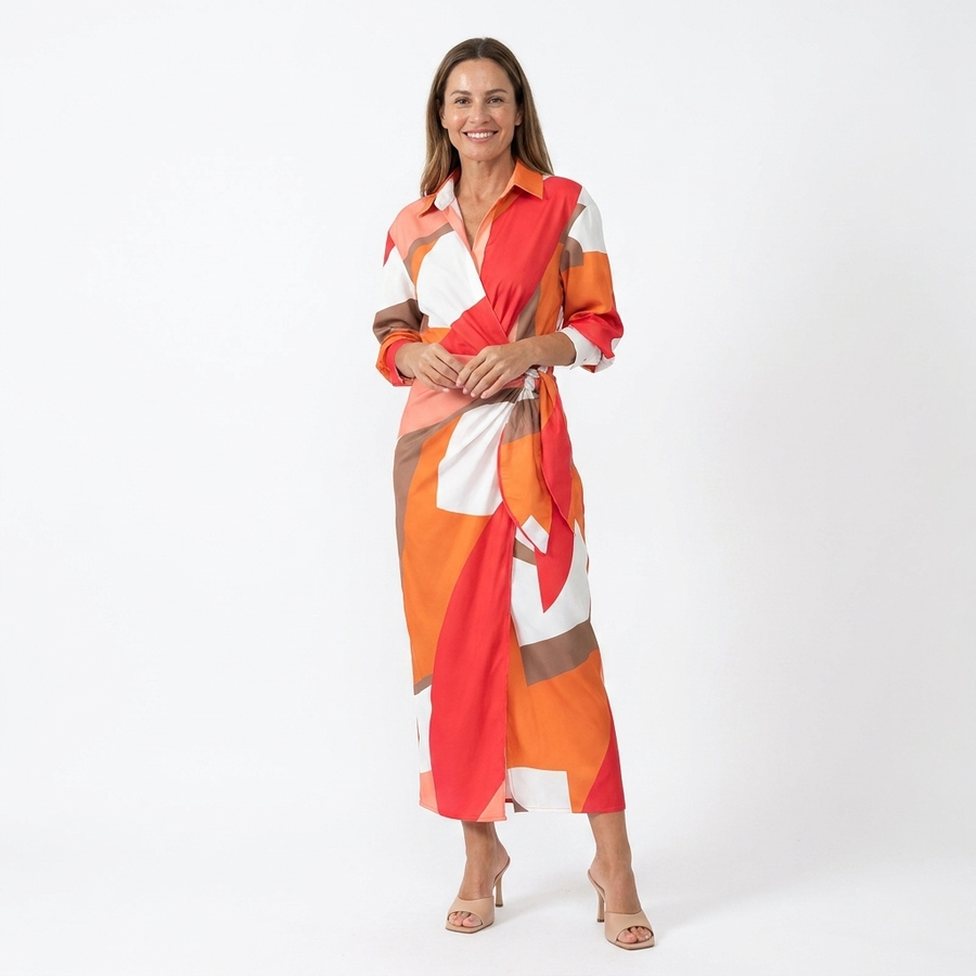 Terra | Women's Lightweight Wrap Dress | Elegant Flowy Summer Maxi Dress with Waist Tie view 5