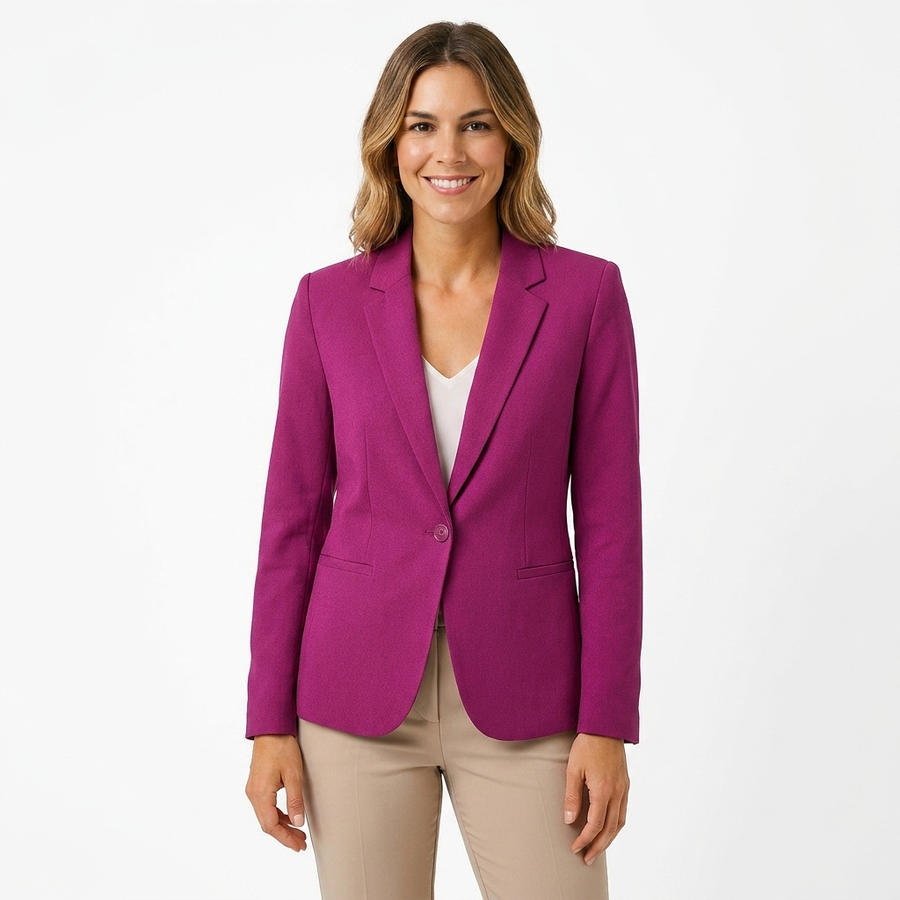 Tima | Women's Black Blazer | Tailored Elegant One-Button Slim Fit Jacket view 2
