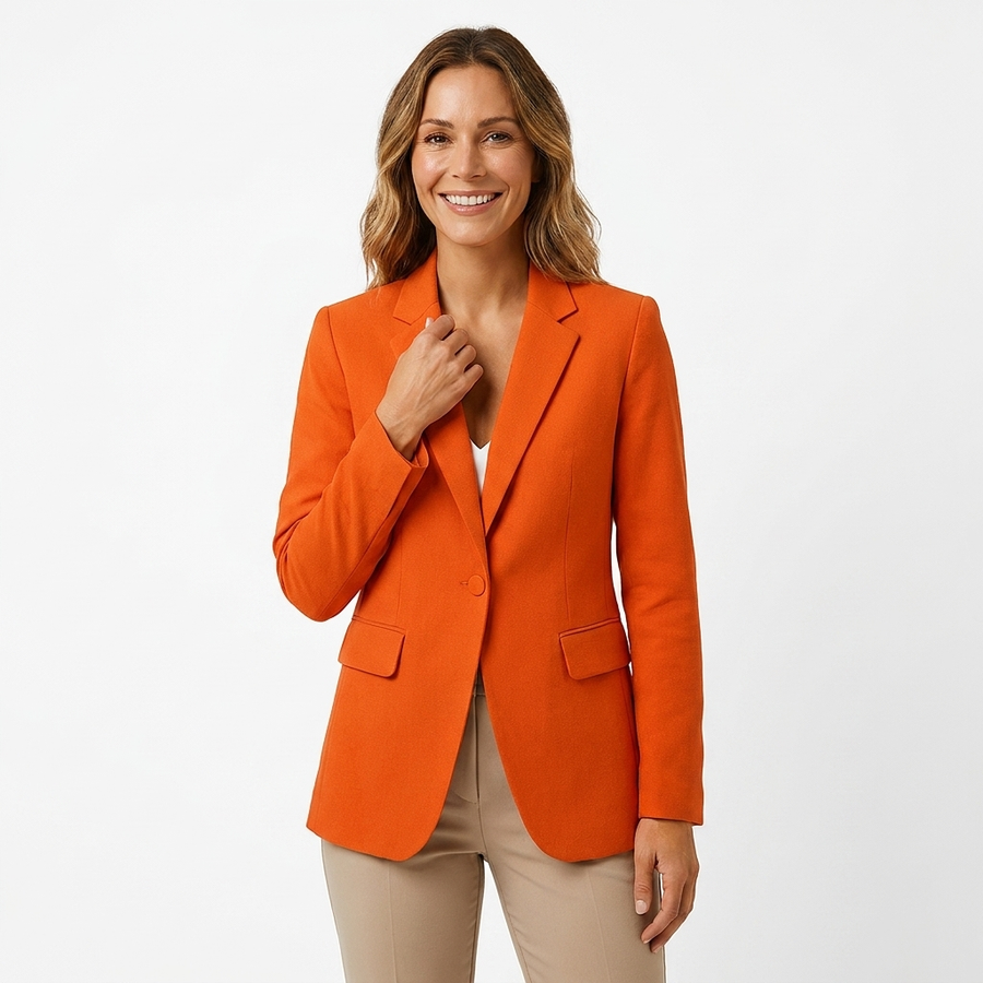 Tima | Women's Black Blazer | Tailored Elegant One-Button Slim Fit Jacket view 3