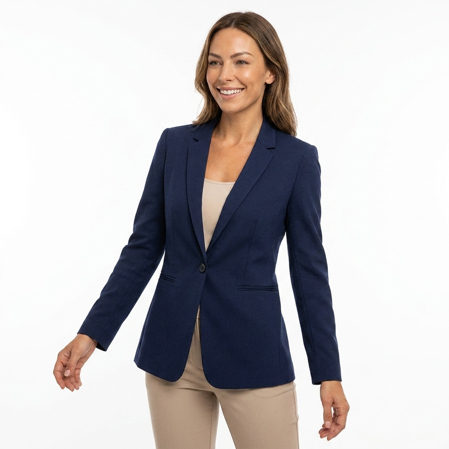Tima | Women's Black Blazer | Tailored Elegant One-Button Slim Fit Jacket view 4