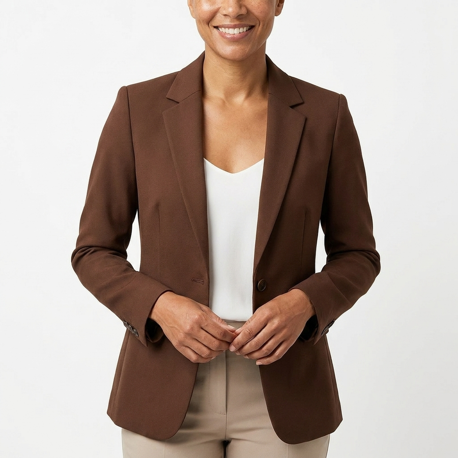 Tima | Women's Black Blazer | Tailored Elegant One-Button Slim Fit Jacket view 6