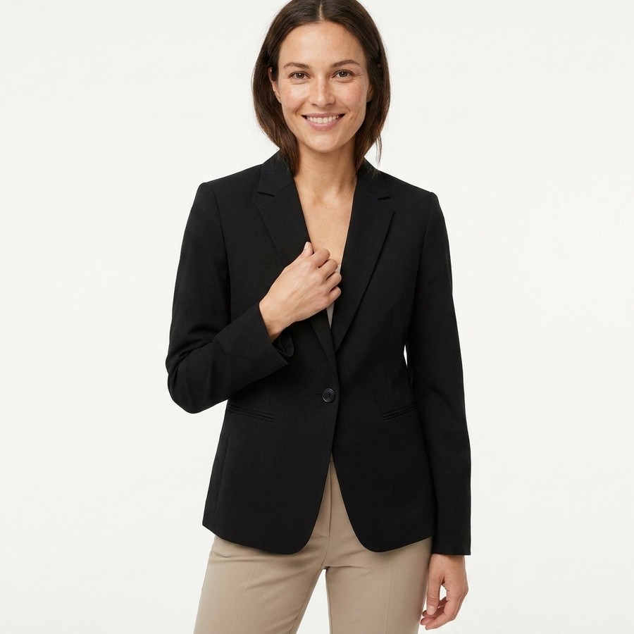 Tima | Women's Black Blazer | Tailored Elegant One-Button Slim Fit Jacket view 9