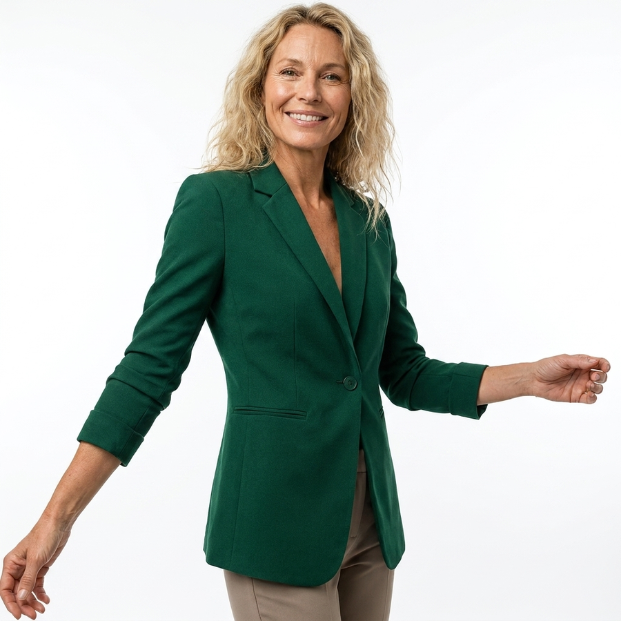 Tima | Women's Black Blazer | Tailored Elegant One-Button Slim Fit Jacket view 10