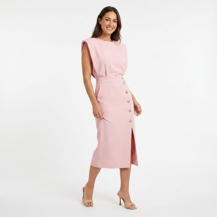 Wonda | Women's Elegant Midi Dress | Flattering Black Formal Dress for Various Occasions view 5