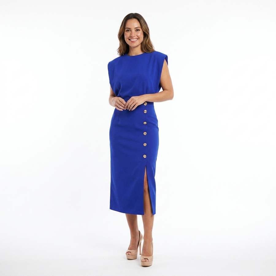 Wonda | Women's Elegant Midi Dress | Flattering Black Formal Dress for Various Occasions view 6