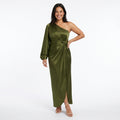 Women's Elegant One-Shoulder Maxi Dress | Flowing Sleeves Comfortable Evening Gown