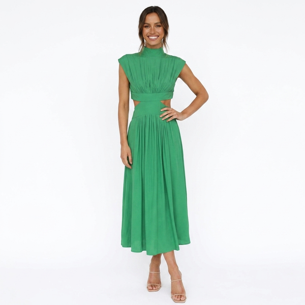 Women's Breathable Fabric Halter Maxi Dress | Elegant Summer Evening Wear