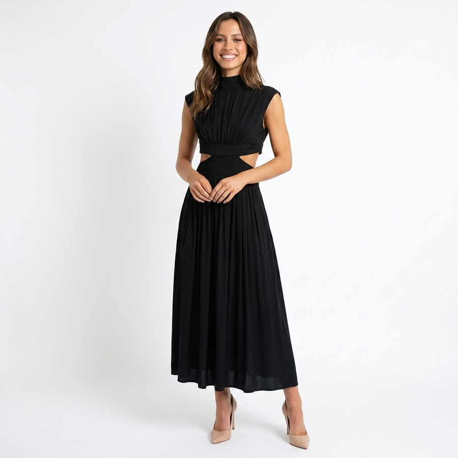 Women's Breathable Fabric Halter Maxi Dress | Elegant Summer Evening Wear view 2