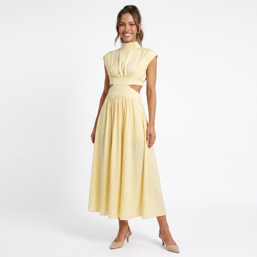 Women's Breathable Fabric Halter Maxi Dress | Elegant Summer Evening Wear view 4