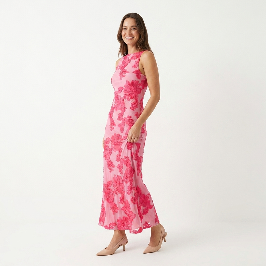 Women's Soft Floral Maxi Dress | Elegant Flowy Summer Gown view 3