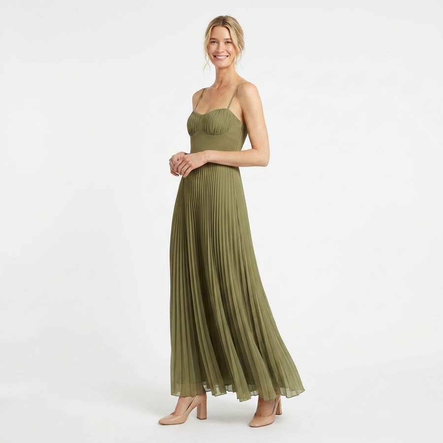 Women's Soft Pleated Maxi Dress | Elegant Flowing Evening Gown view 2