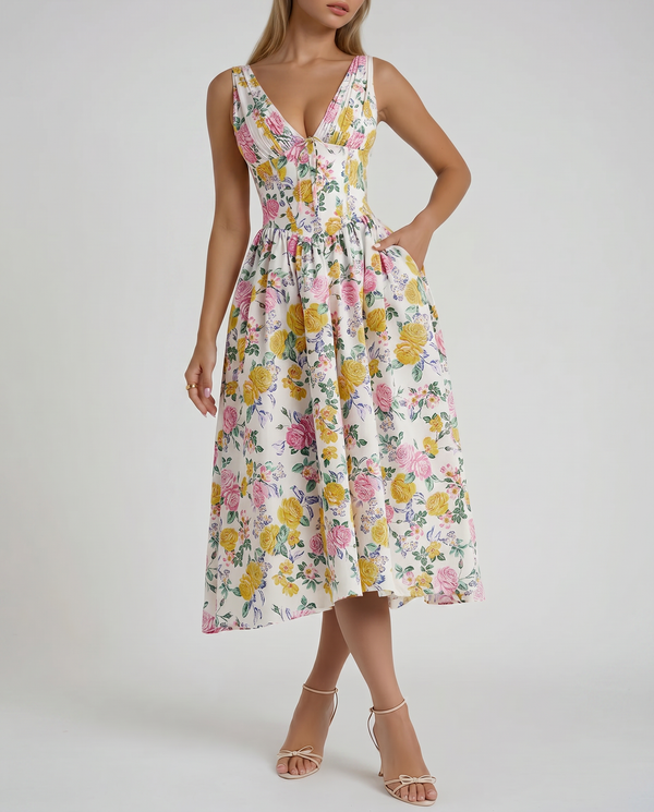 Women's Breathable Cotton Summer Maxi Dress | Elegant Flowy Lightweight Outfit