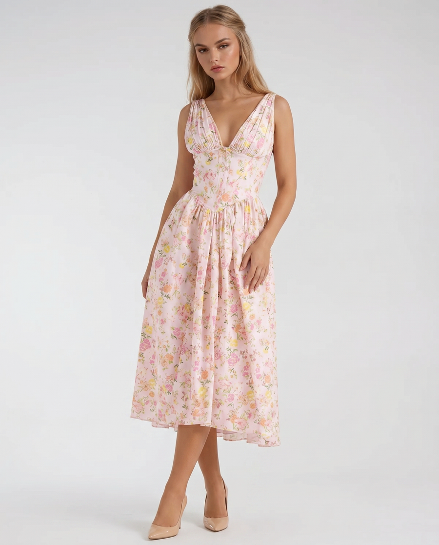 Women's Breathable Cotton Summer Maxi Dress | Elegant Flowy Lightweight Outfit view 2