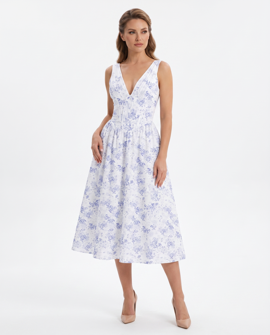 Women's Breathable Cotton Summer Maxi Dress | Elegant Flowy Lightweight Outfit view 3