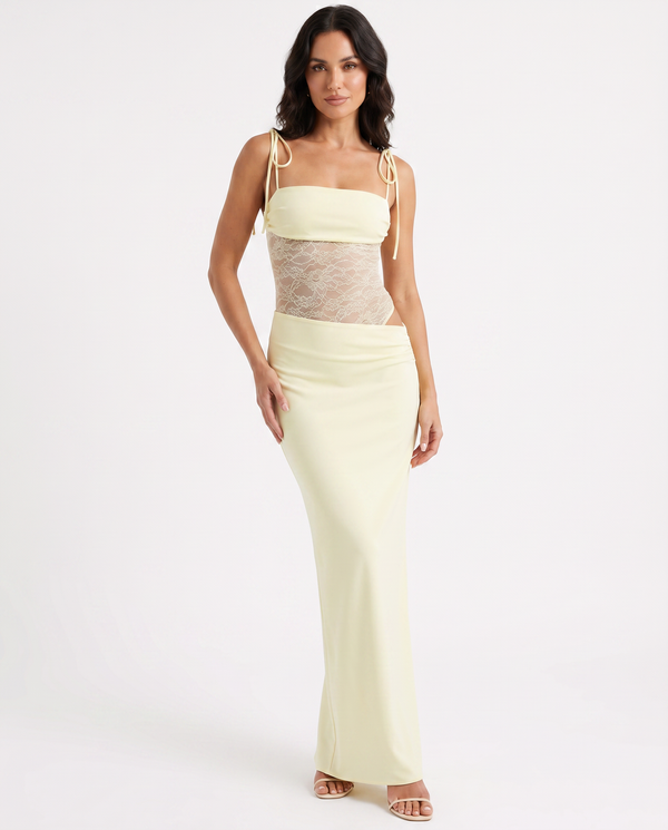 Women's Soft Lace Detail Maxi Dress | Elegant Flattering Summer Evening Gown