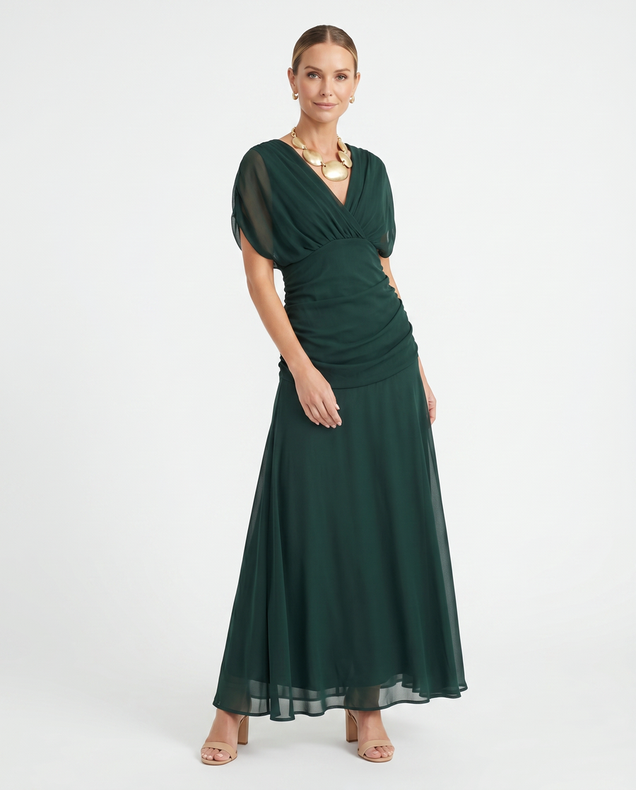 Women's Flowing Chiffon Maxi Dress | Elegant V-Neck Summer Gown for Special Occasions view 2