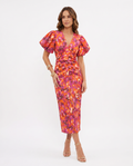 Women's Lightweight Vibrant Printed Dress | Elegant Flattering Cocktail Attire
