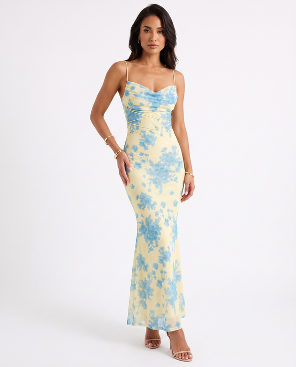 Women's Lightweight Floral Maxi Dress | Elegant Sleeveless Summer Gown