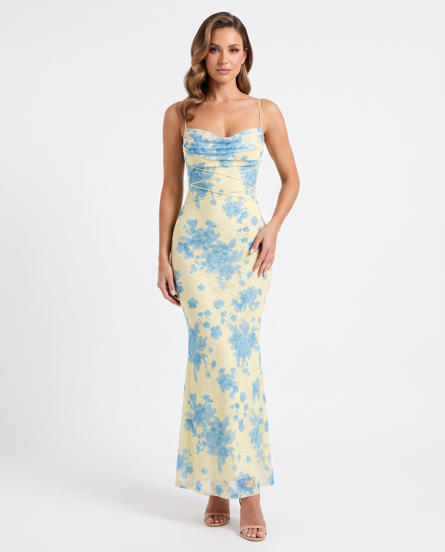Women's Lightweight Floral Maxi Dress | Elegant Sleeveless Summer Gown view 2