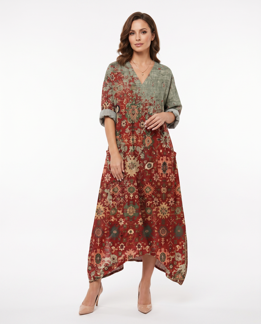 Women's Lightweight Paisley Print Maxi Dress | Vibrant Oversized Summer Style view 2