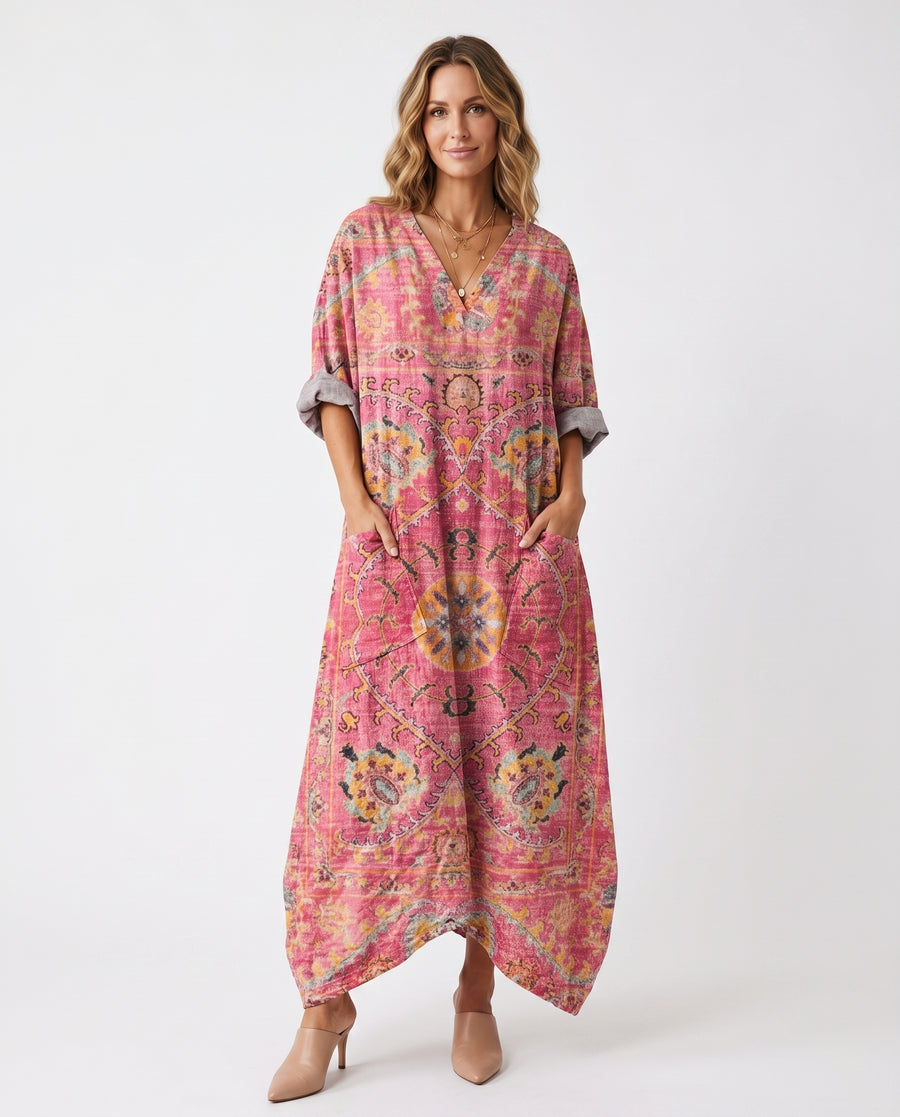 Women's Lightweight Paisley Print Maxi Dress | Vibrant Oversized Summer Style view 4