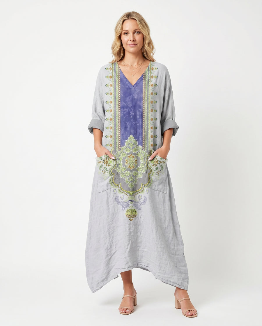 Women's Lightweight Paisley Print Maxi Dress | Vibrant Oversized Summer Style view 7