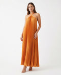 Women's Pleated Maxi Dress | Elegant Halter Neck Summer Gown