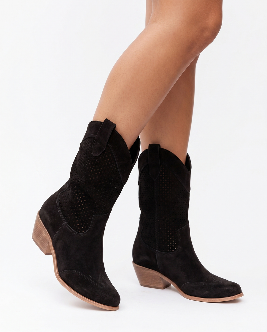 Zion | Women's Stylish Leather Cowboy Boots | Comfortable Orthopedic Western Footwear view 3