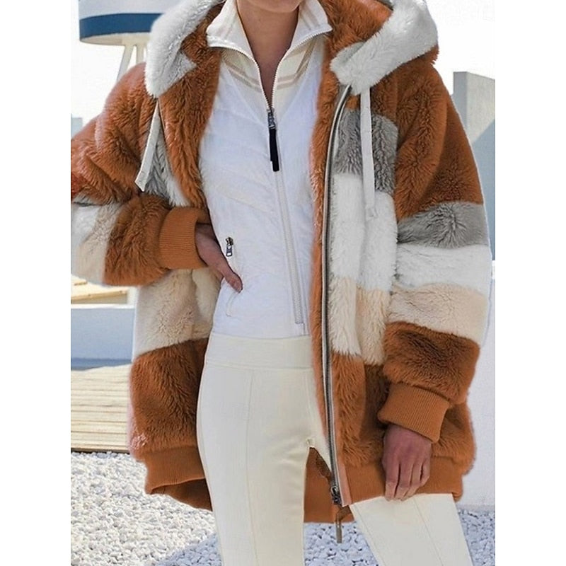 Corinne | Women's Hooded Zip Up Jacket – Cozy Plush Winter Coat view 11