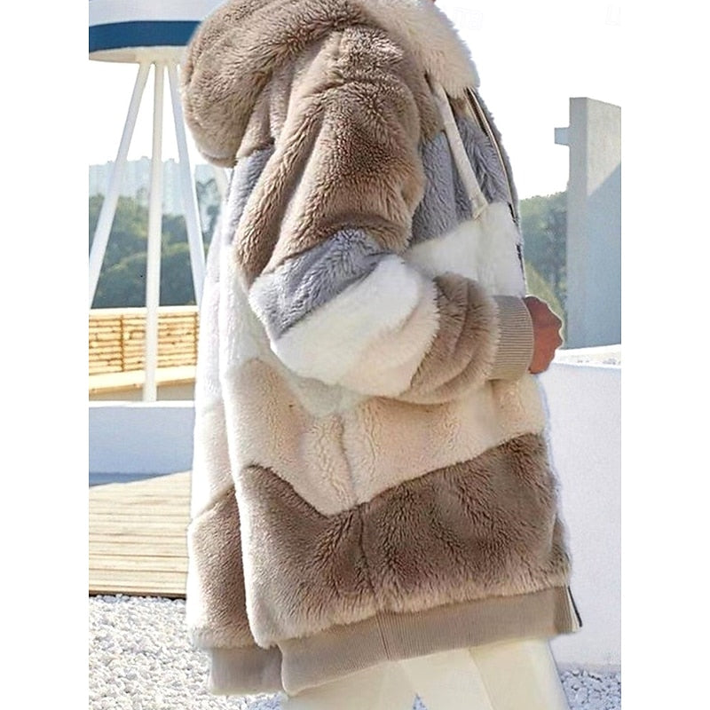 Corinne | Women's Hooded Zip Up Jacket – Cozy Plush Winter Coat view 6