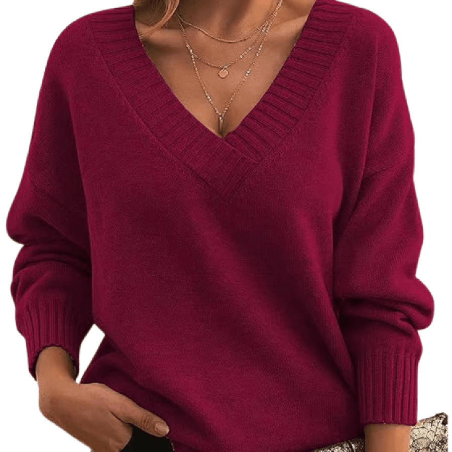 Cassandra | Oversized V-Neck Sweater with Ribbed Trim view 5