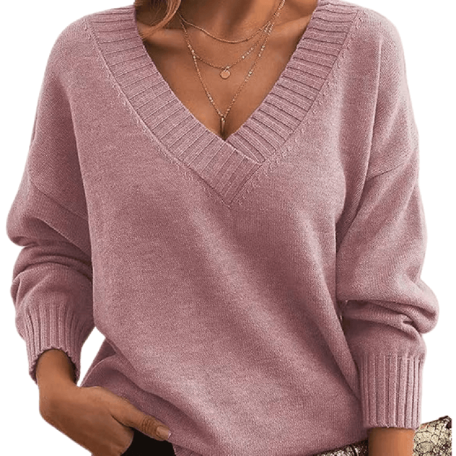 Cassandra | Oversized V-Neck Sweater with Ribbed Trim view 6