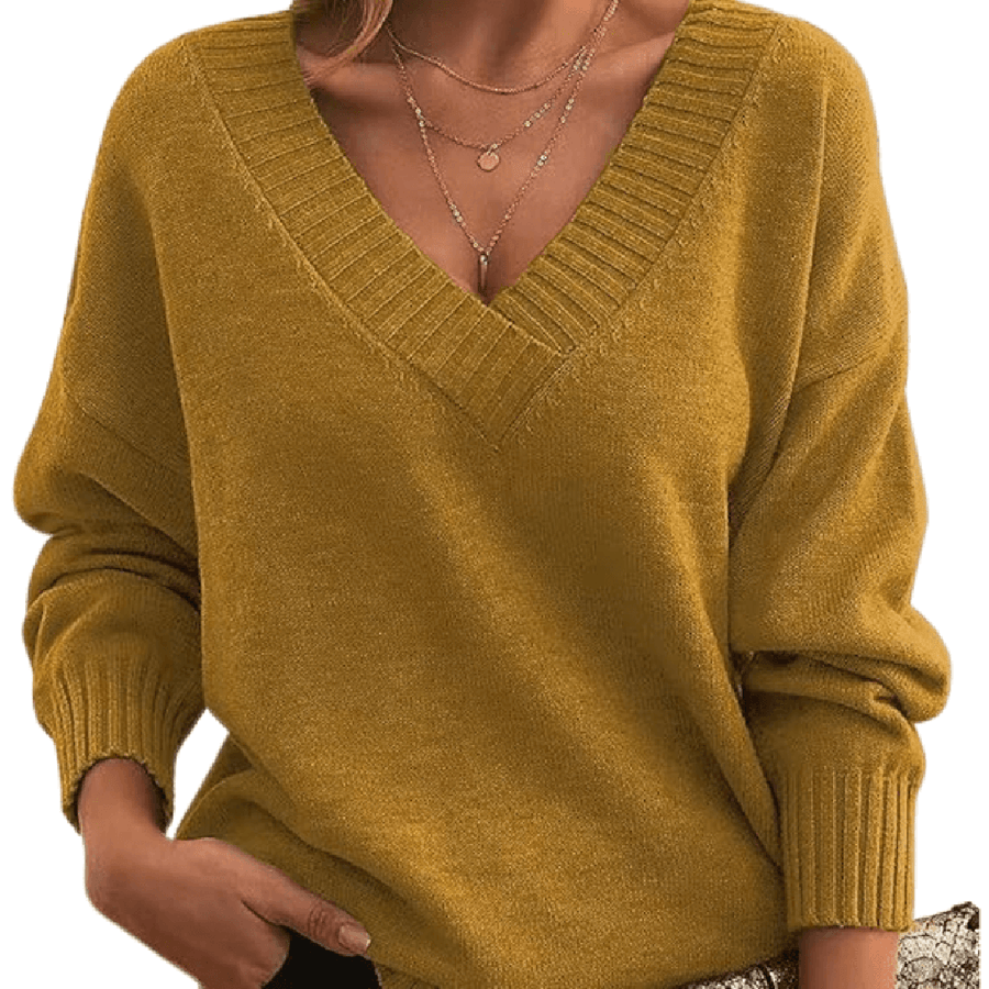 Cassandra | Oversized V-Neck Sweater with Ribbed Trim view 7