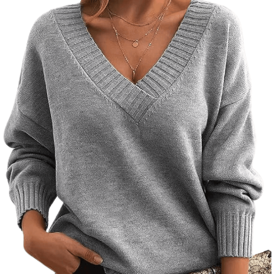 Cassandra | Oversized V-Neck Sweater with Ribbed Trim view 8