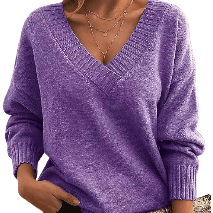Cassandra | Oversized V-Neck Sweater with Ribbed Trim view 9