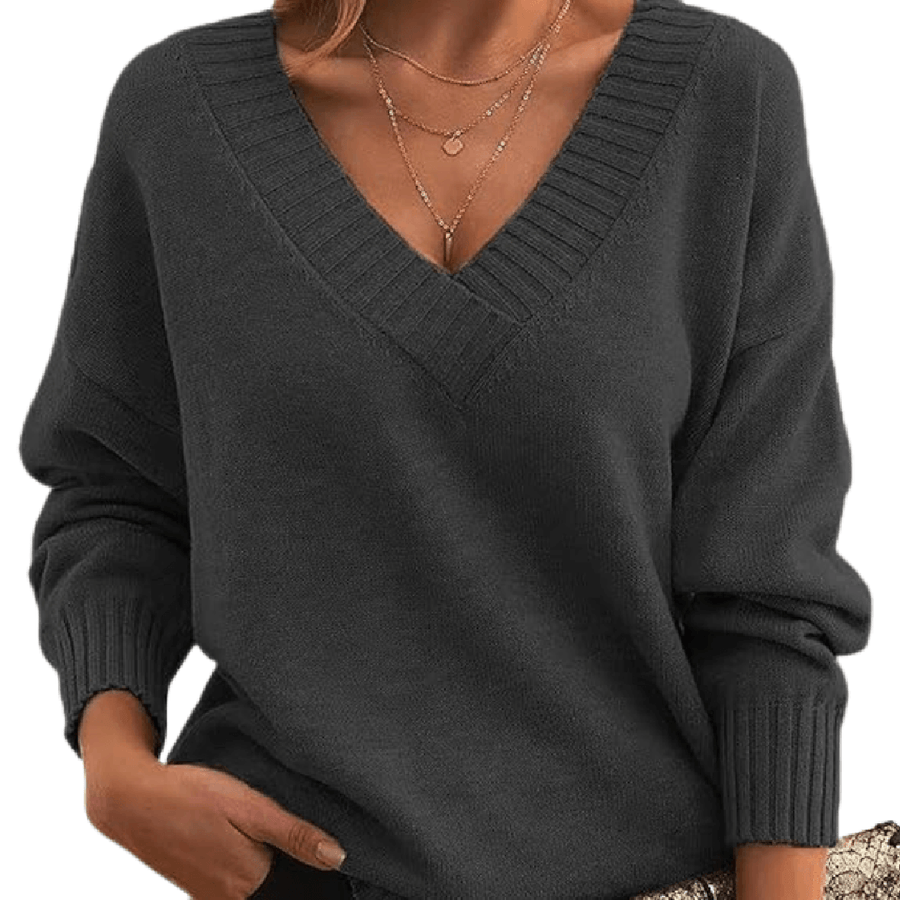 Cassandra | Oversized V-Neck Sweater with Ribbed Trim view 10