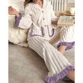 Winifred | Women's Plush Lounge Set – Ruffle Trim Two Piece Pajama Set