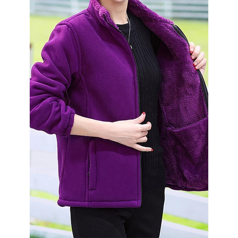 Marjorie | Women's Plus Size Winter Jacket – Stand Collar Cozy Fleece Coat