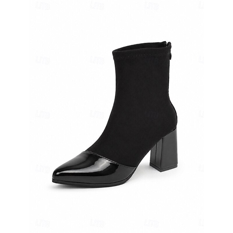 Beatrix | Women's Block Heel Ankle Boots – Cap Toe Chunky Heel Booties view 5