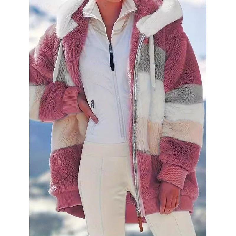 Corinne | Women's Hooded Zip Up Jacket – Cozy Plush Winter Coat view 9