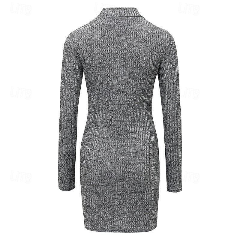 Harper | Women's Turtleneck Sweater Dress – Ribbed Knit Long Sleeve Dress view 3
